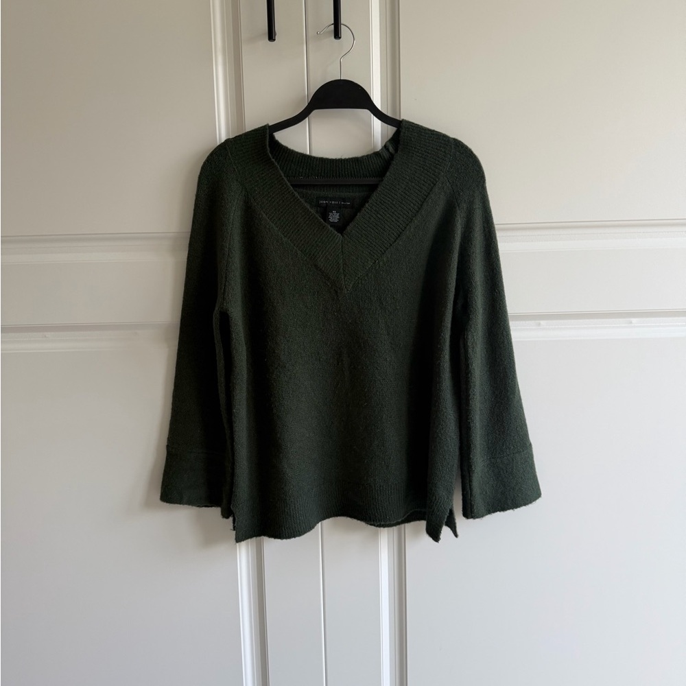 Joan Vass Forest Green V-Neck Sweater